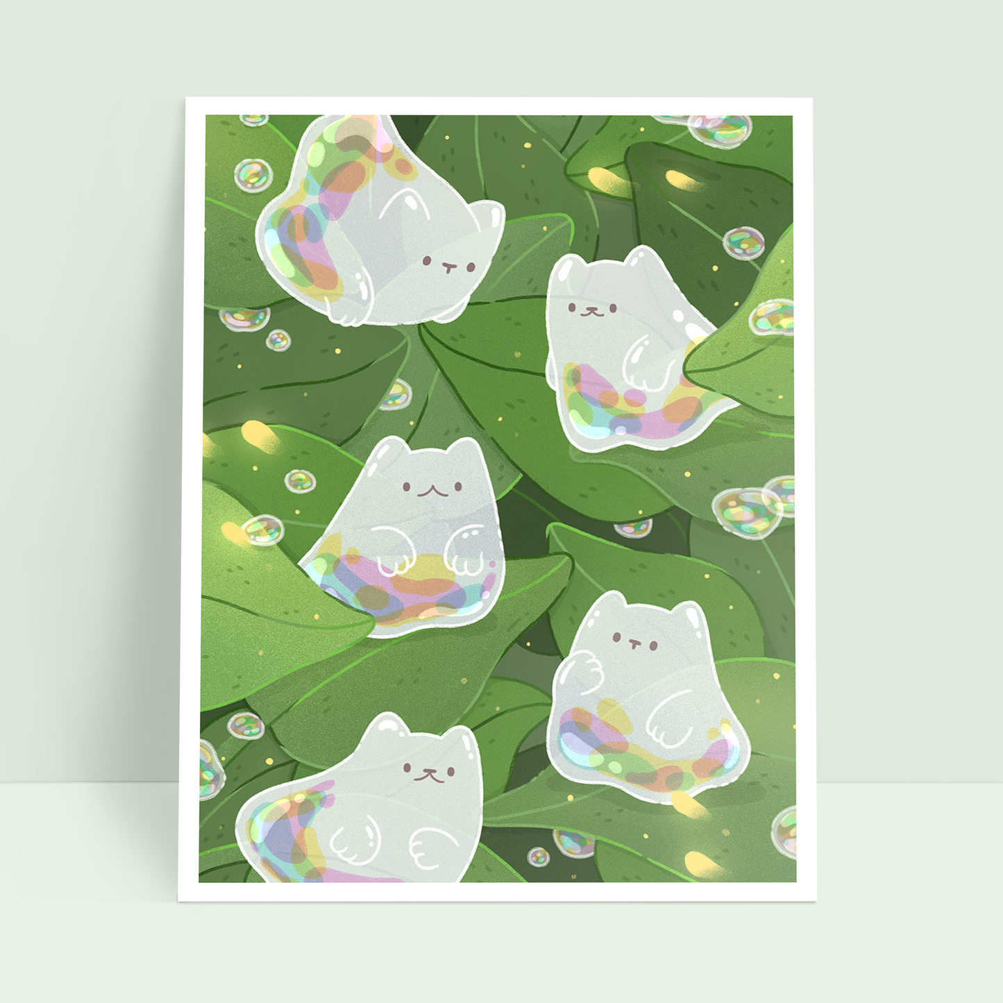 Bubble Ghost Cats 11x14 Art Print