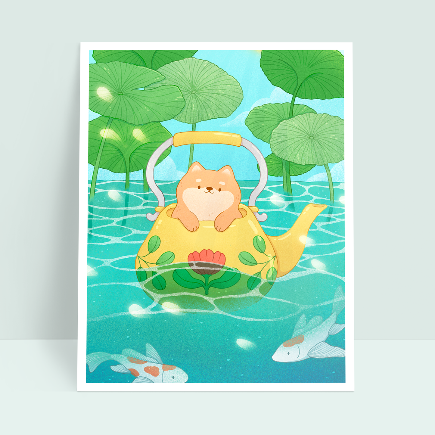 Shiba Teapot Travels 11x14 Art Print