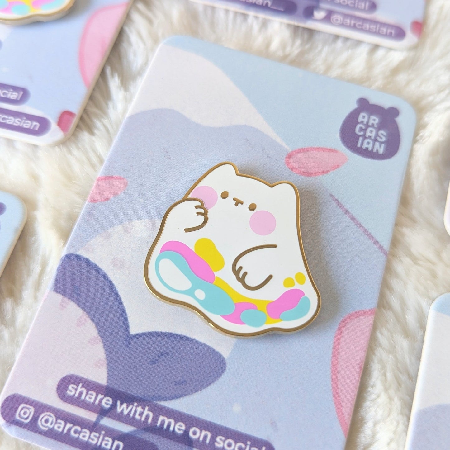 Bubble Ghost Cat Enamel Pin