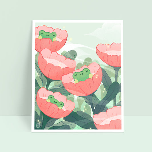 Blooming Frogs 8x10 Art Print