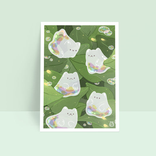 Bubble Ghost Cats 6x8 Art Print