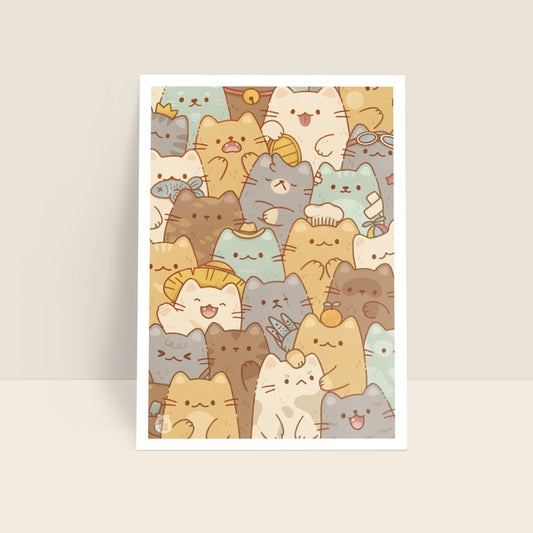 Cat Pile 6x8 Art Print