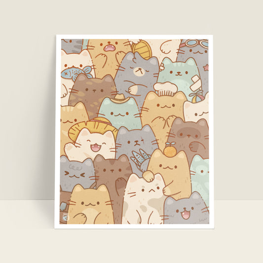 Cat Pile 8x10 Art Print