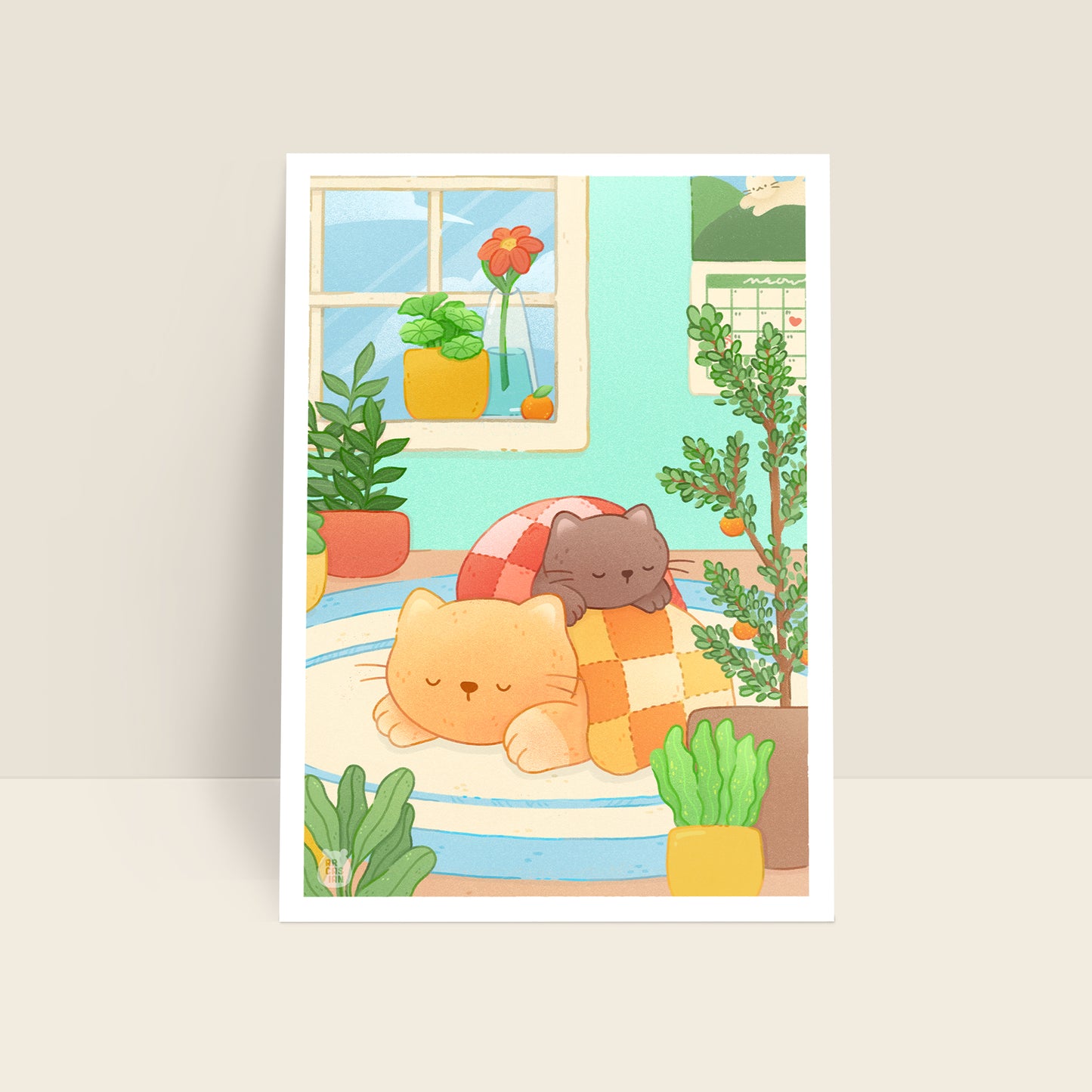Cozy Cats 6x8 Art Print