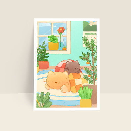 Cozy Cats 6x8 Art Print