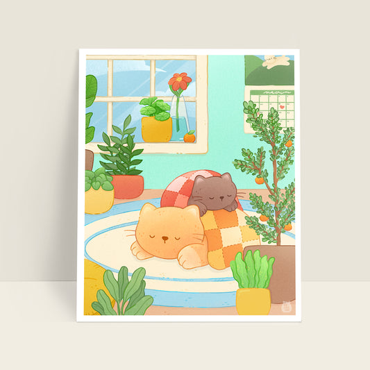 Cozy Cats 8x10 Art Print