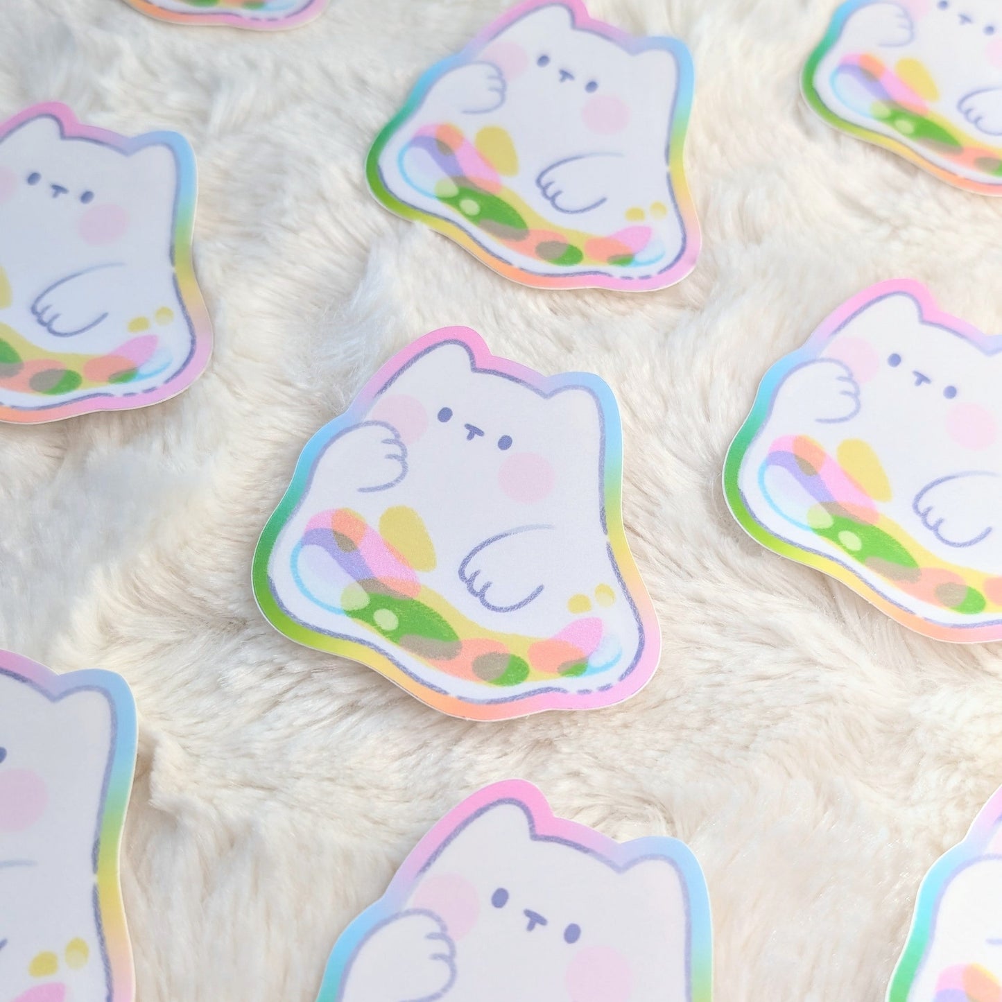 Bubble Ghost Cats Waterproof Stickers
