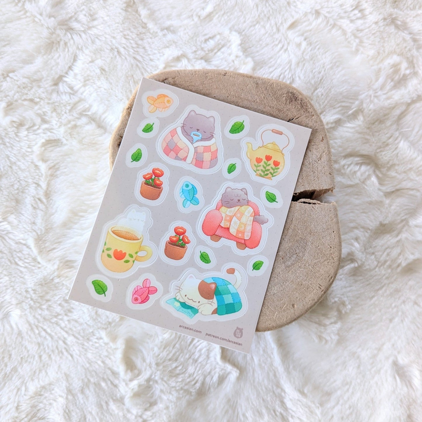 Cozy Cats Waterproof Sticker Sheet