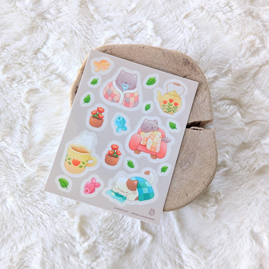 Cozy Cats Waterproof Sticker Sheet