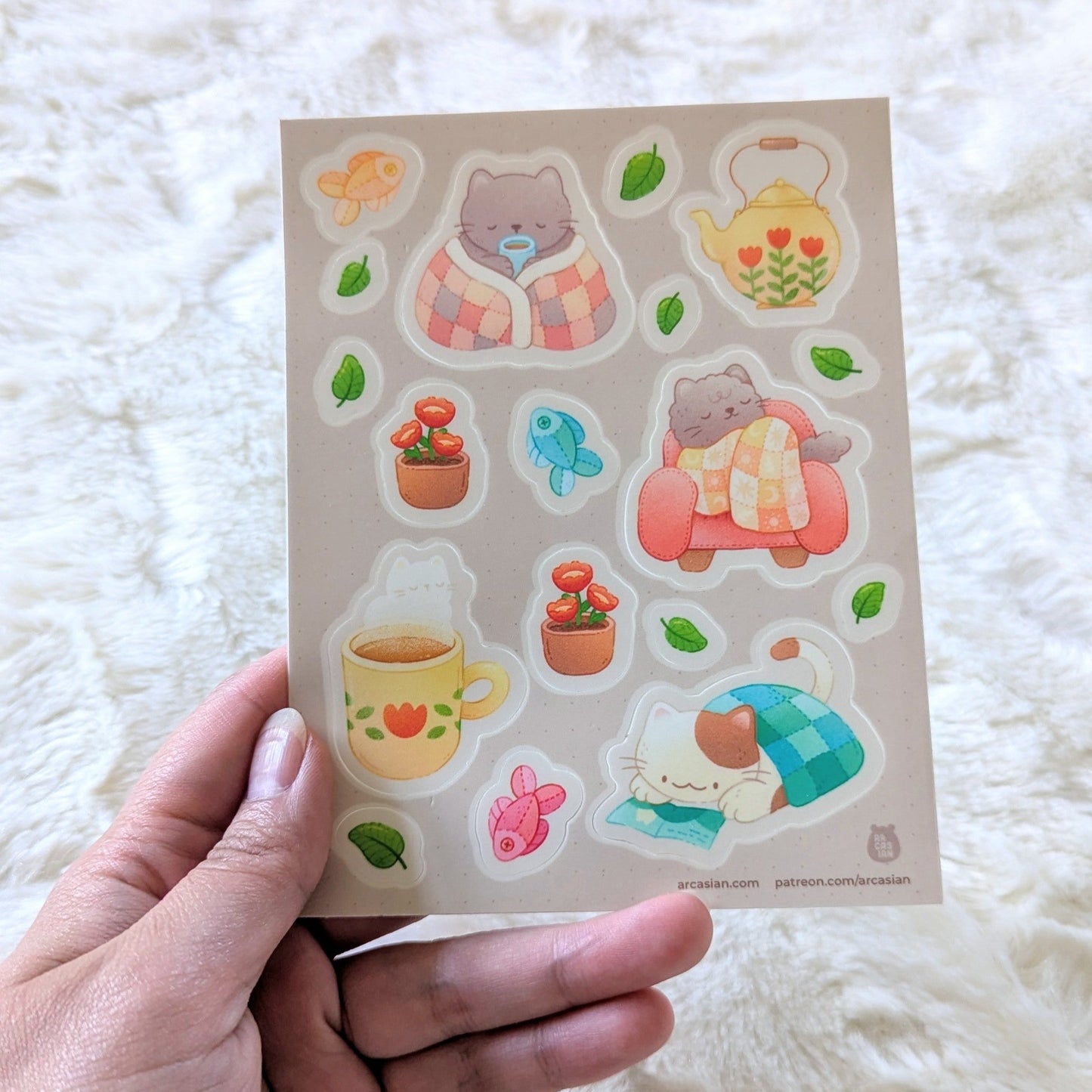 Cozy Cats Waterproof Sticker Sheet