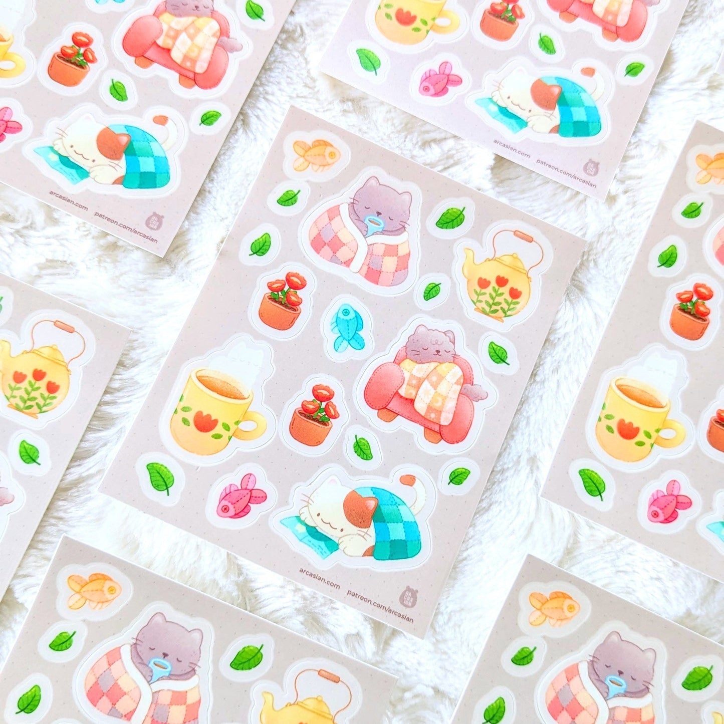 Cozy Cats Waterproof Sticker Sheet