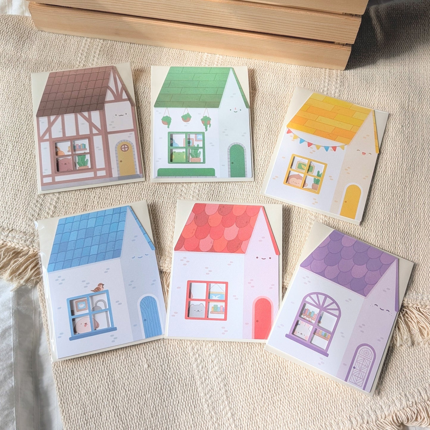 Green Peekaboo House Greeting Card