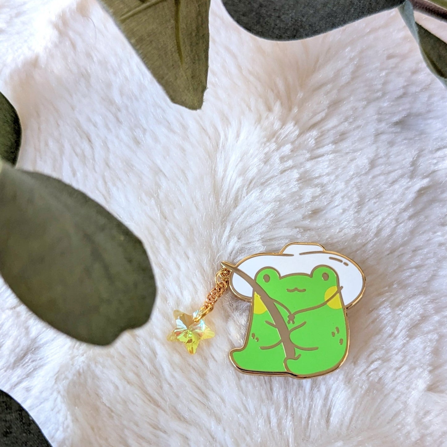 Fishing Frog Enamel Pin