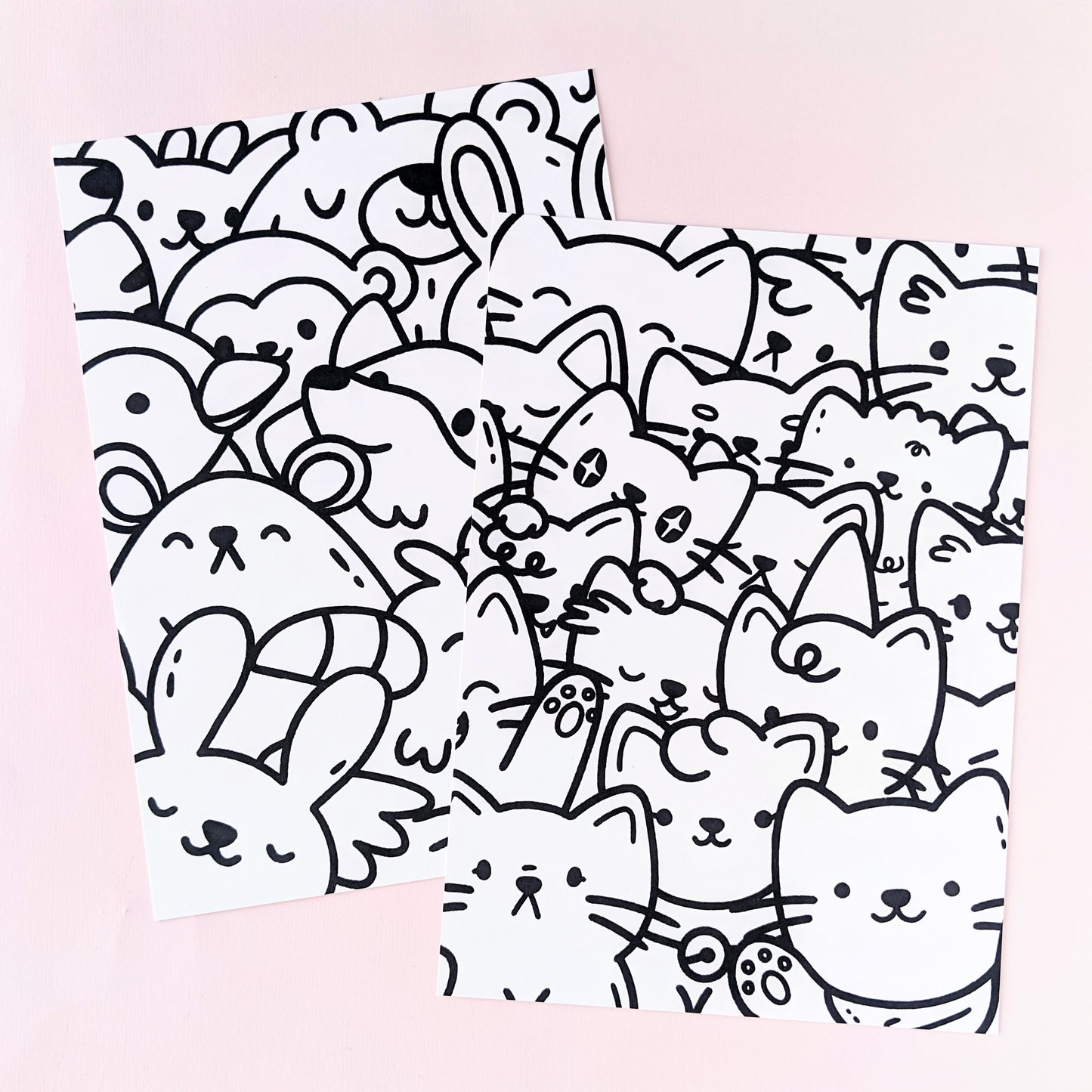 Cat Pile Colouring Page