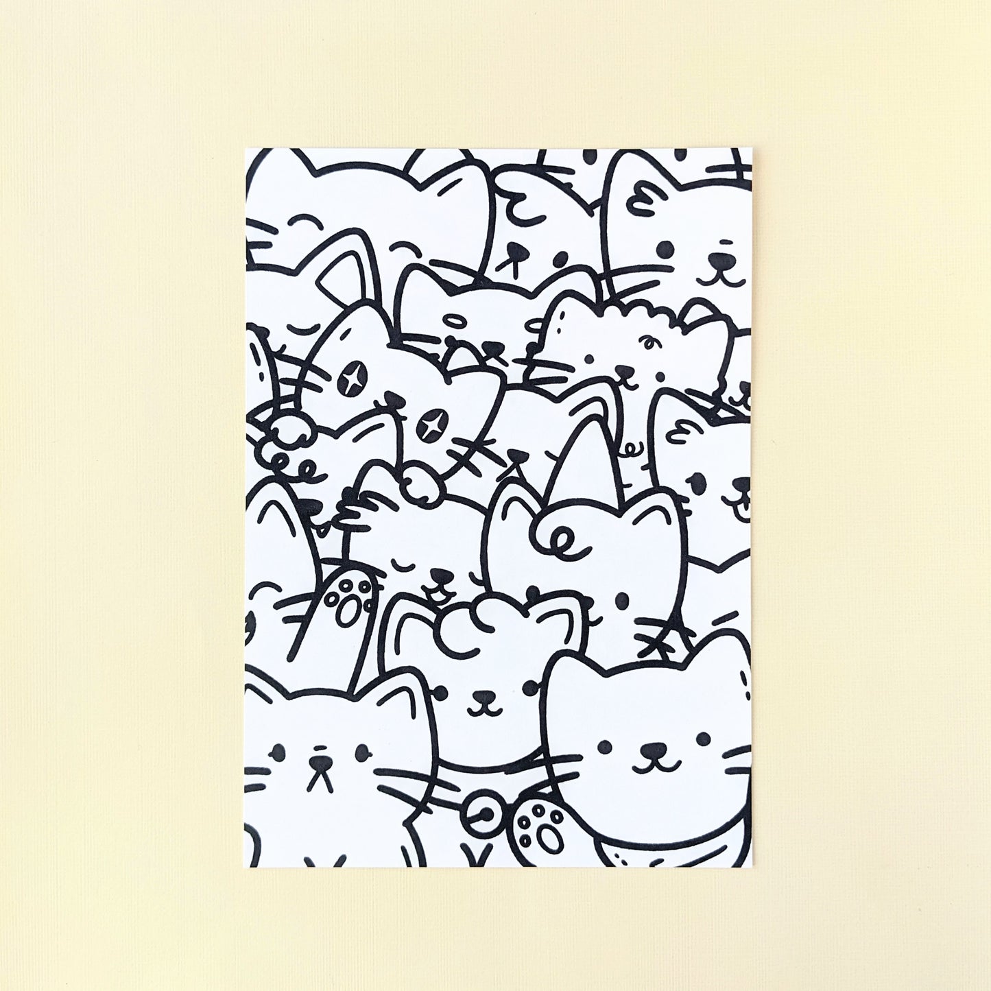 Cat Pile Colouring Page