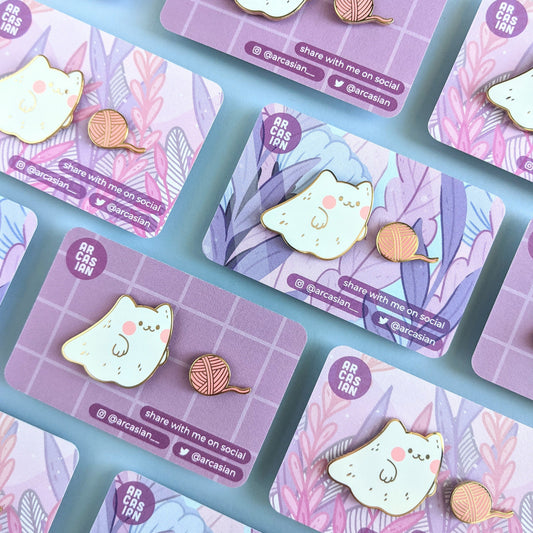Curious Ghost Cat Enamel Pin Set