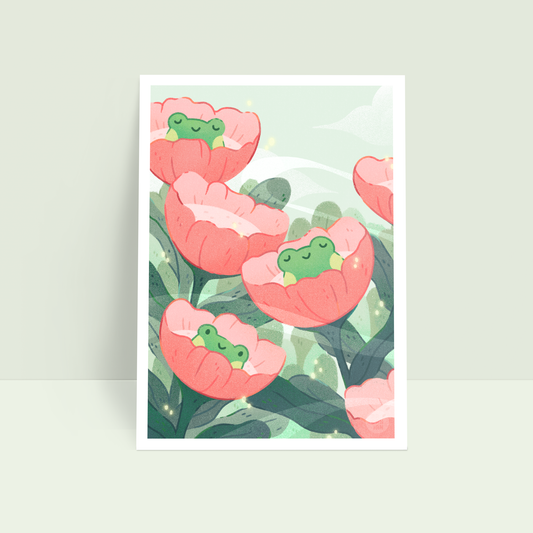 Blooming Frogs 6x8 Art Print