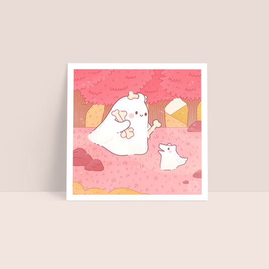 Bones and Treats—Little Ghost Art Print