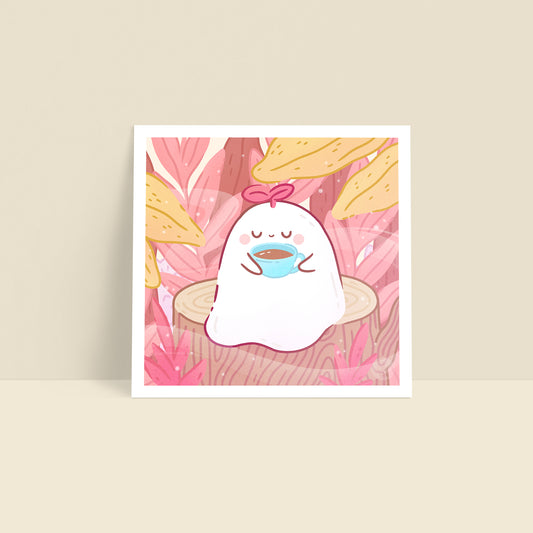 Coffee Break—Little Ghost Art Print