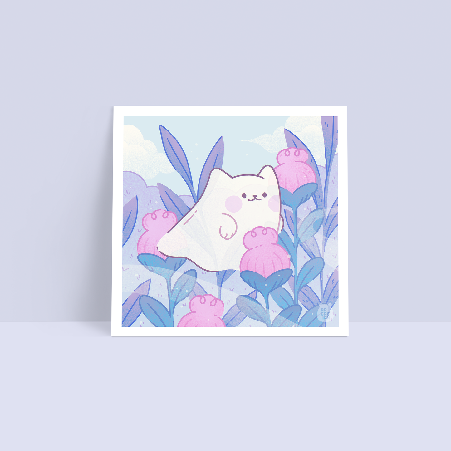 Curious Ghost Cat Art Print