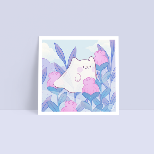 Curious Ghost Cat Art Print