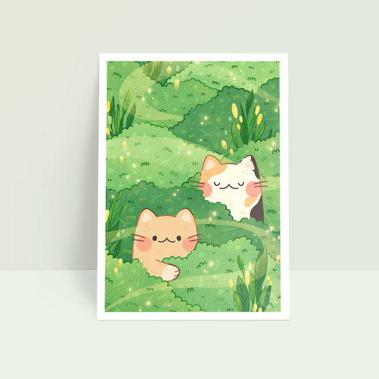 Hideaway Cats 6x8 Art Print