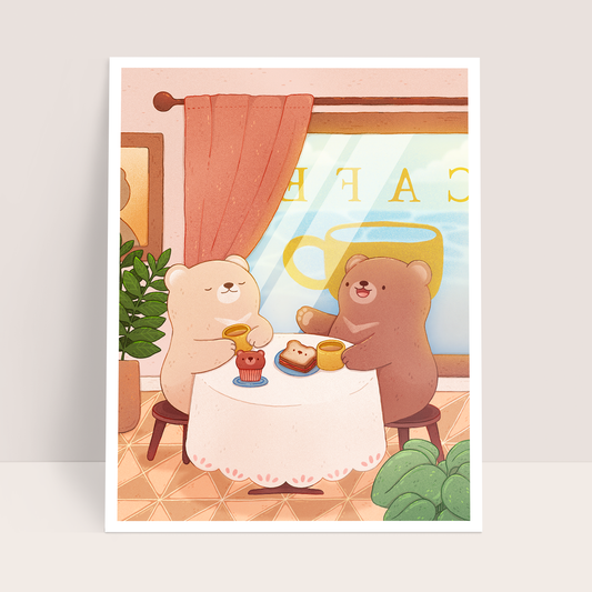 Bear Cafe 11x14 Art Print