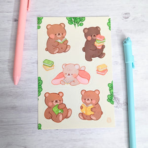 Bears 'n' Books Waterproof Sticker Sheet