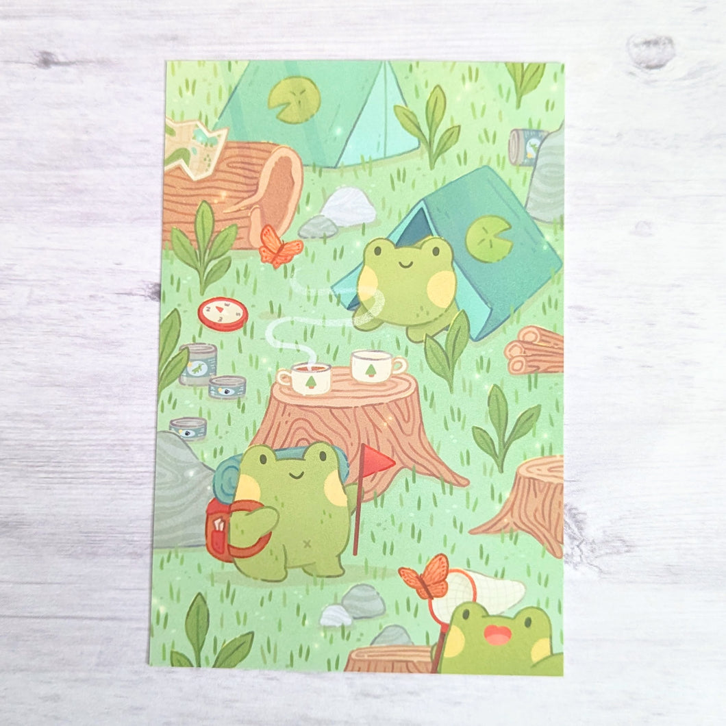 Camping Frogs Postcard