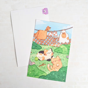 Backyard Cats Postcard