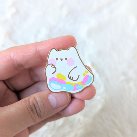 Bubble Ghost Cat Enamel Pin