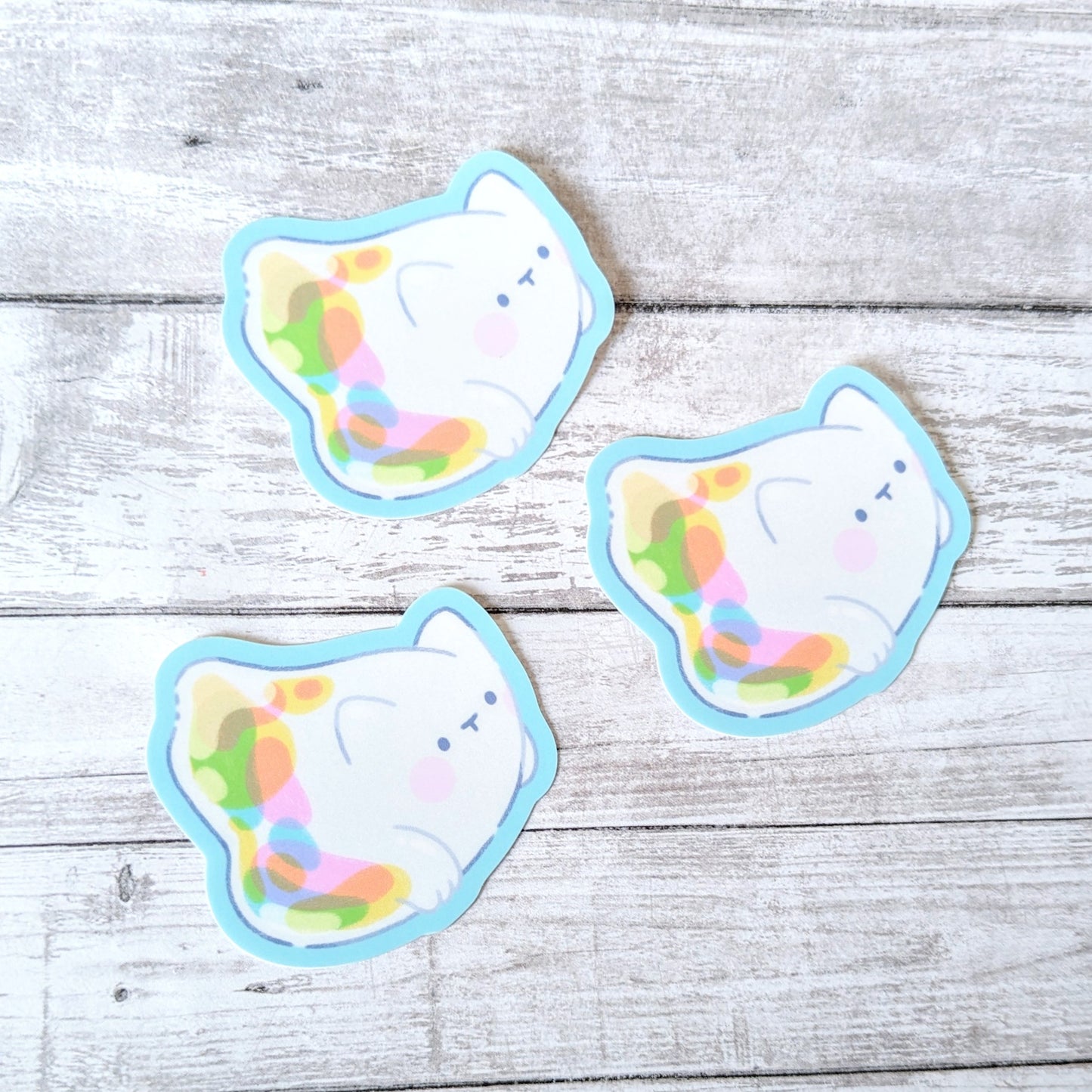 Bubble Ghost Cats Waterproof Stickers