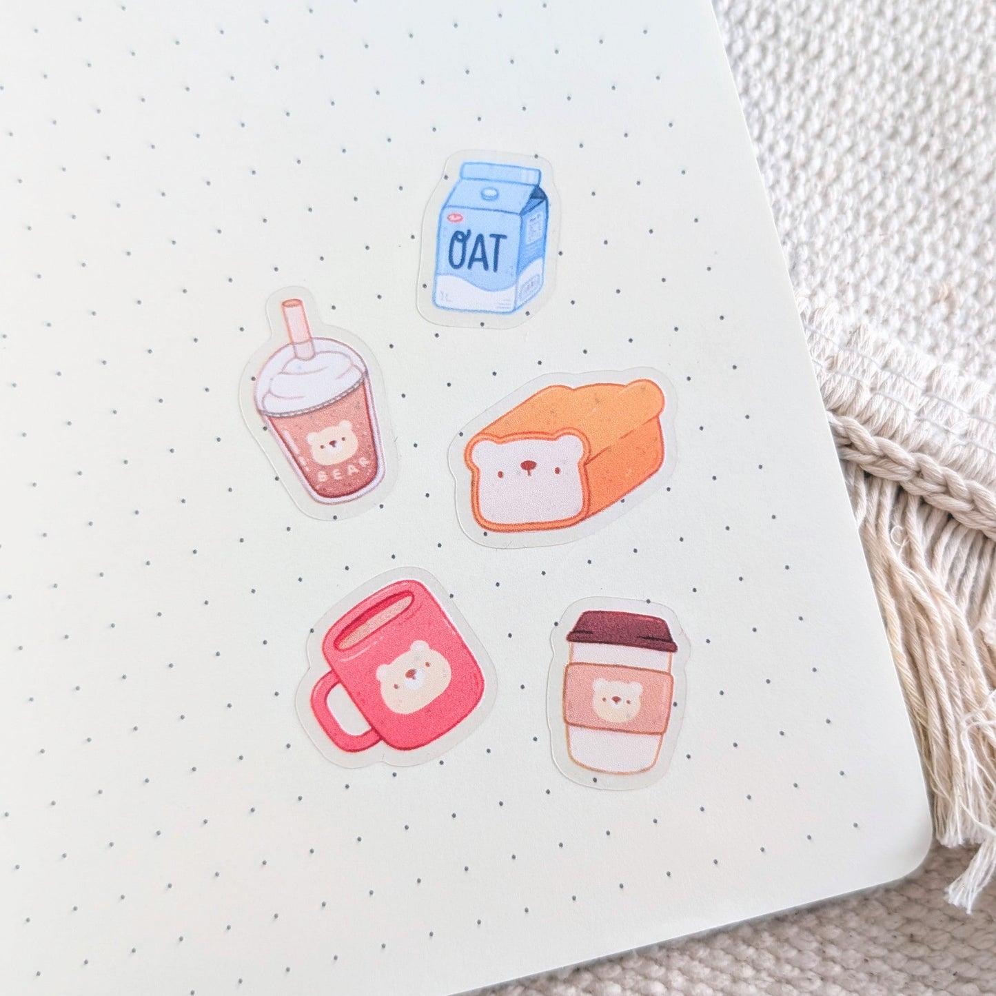 Bear Cafe Clear Waterproof Sticker Sheet