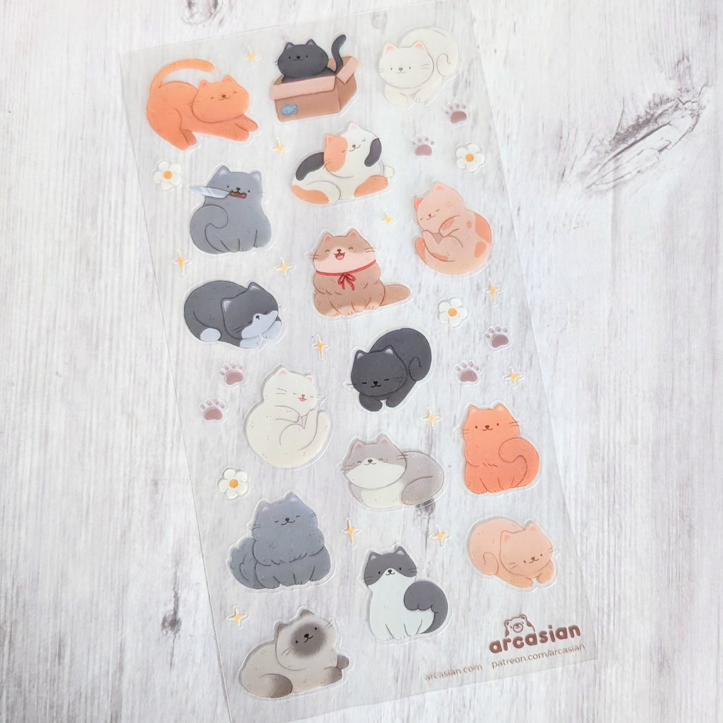 Many Cats Clear Waterproof Sticker Sheet