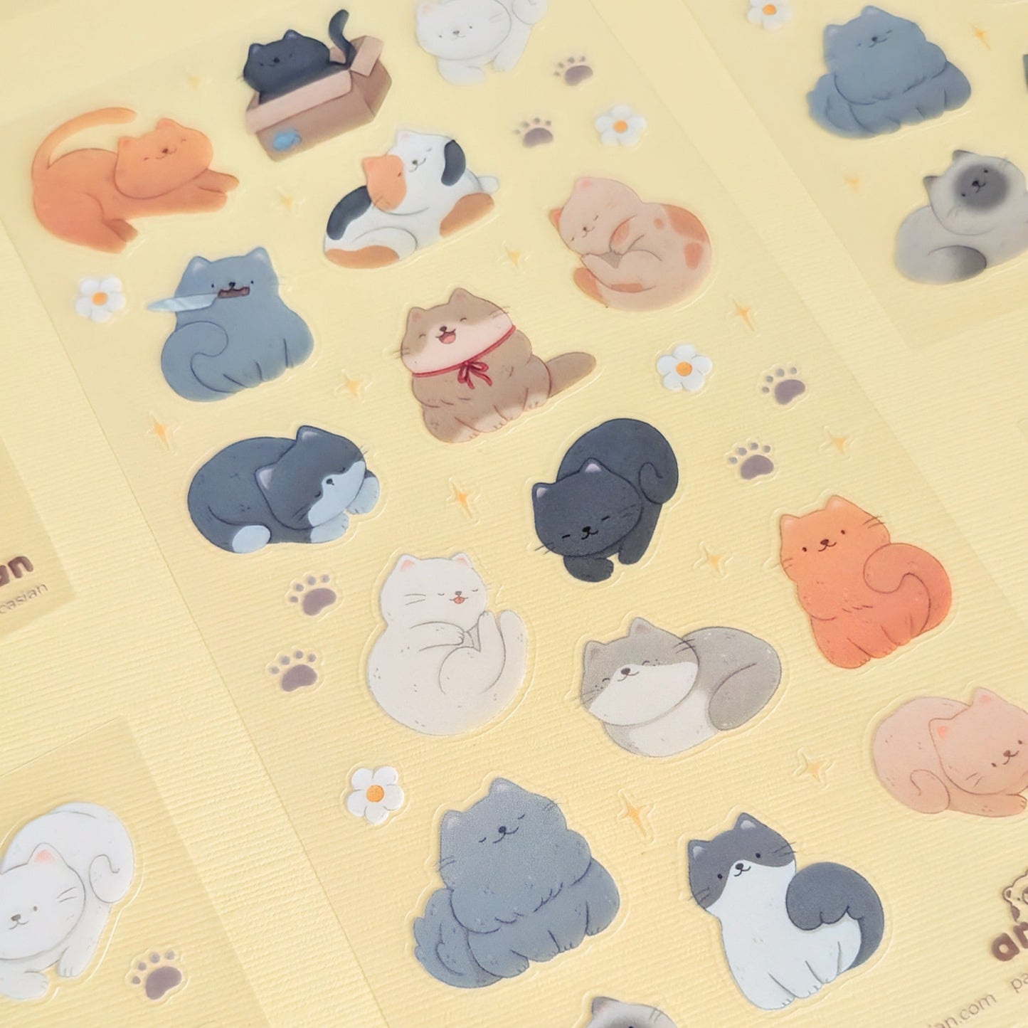 Many Cats Clear Waterproof Sticker Sheet