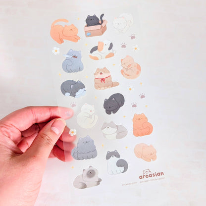 Many Cats Clear Waterproof Sticker Sheet