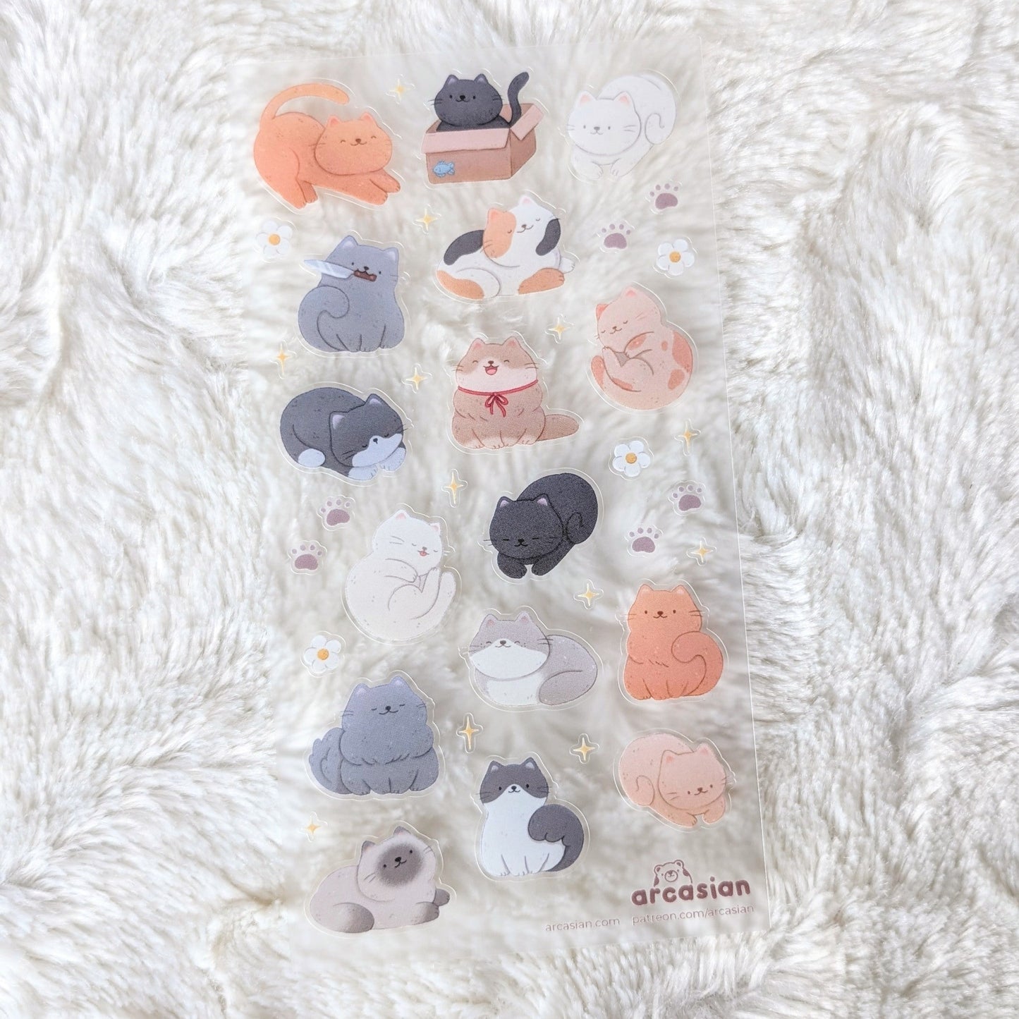 Many Cats Clear Waterproof Sticker Sheet