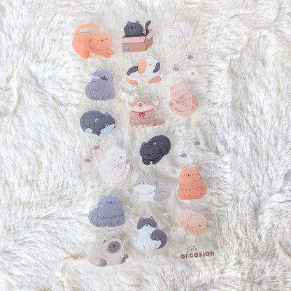 Many Cats Clear Waterproof Sticker Sheet
