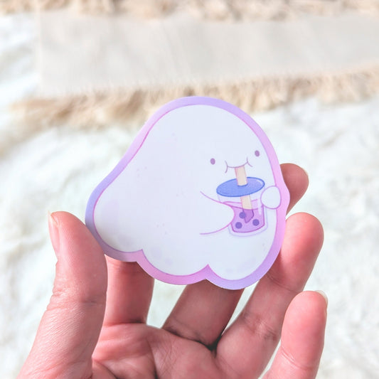Ube Bubble Tea Ghost Waterproof Stickers