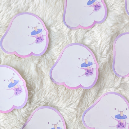 Ube Bubble Tea Ghost Waterproof Stickers