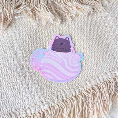 Black Cat Teapot Waterproof Stickers