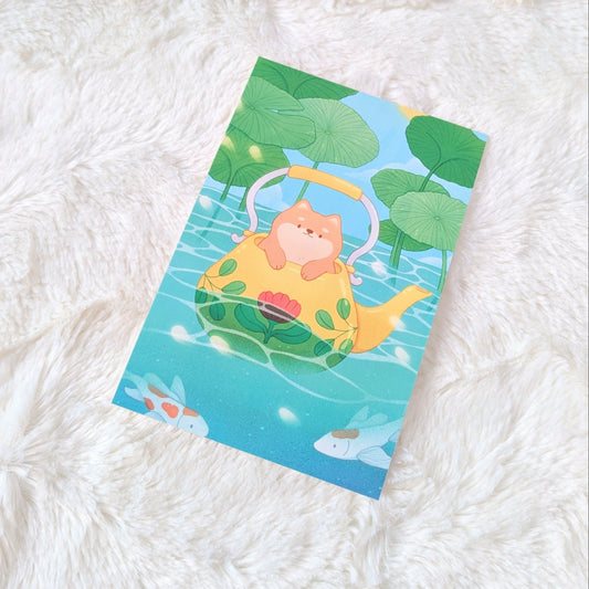 Shiba Inu Teapot Travels Postcard