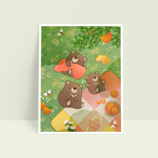 Bear Picnic 6x8 Art Print