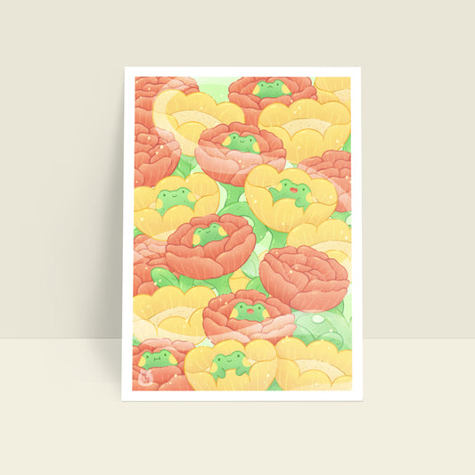 Blossoming Frogs 6x8 Art Print