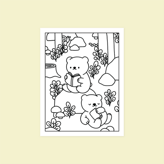 Book Bears Colouring Page