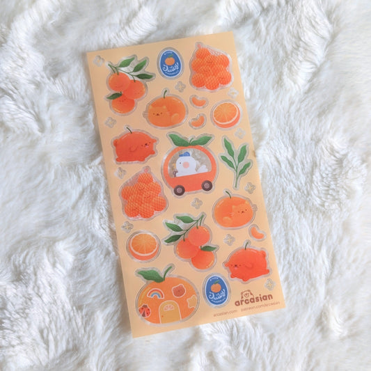 Orange Friends Clear Waterproof Sticker Sheet