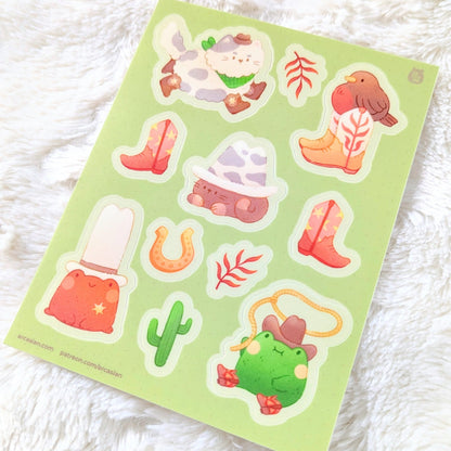 Cute Cowpoke Waterproof Sticker Sheet