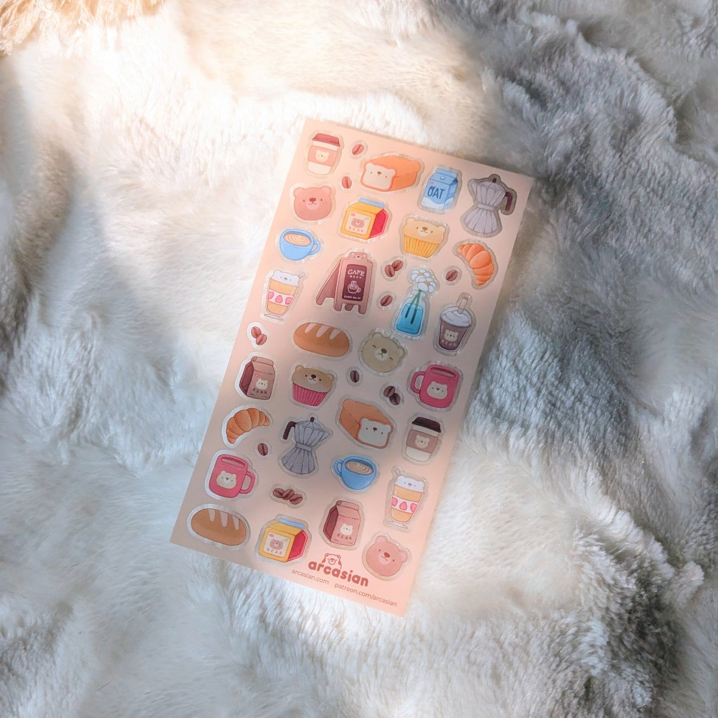 Bear Cafe Clear Waterproof Sticker Sheet