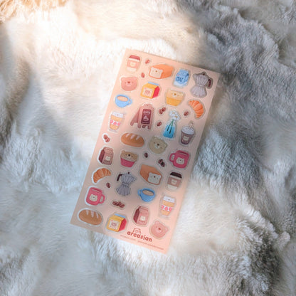 Bear Cafe Clear Waterproof Sticker Sheet