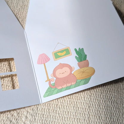 Yellow Peekaboo House Greeting Card